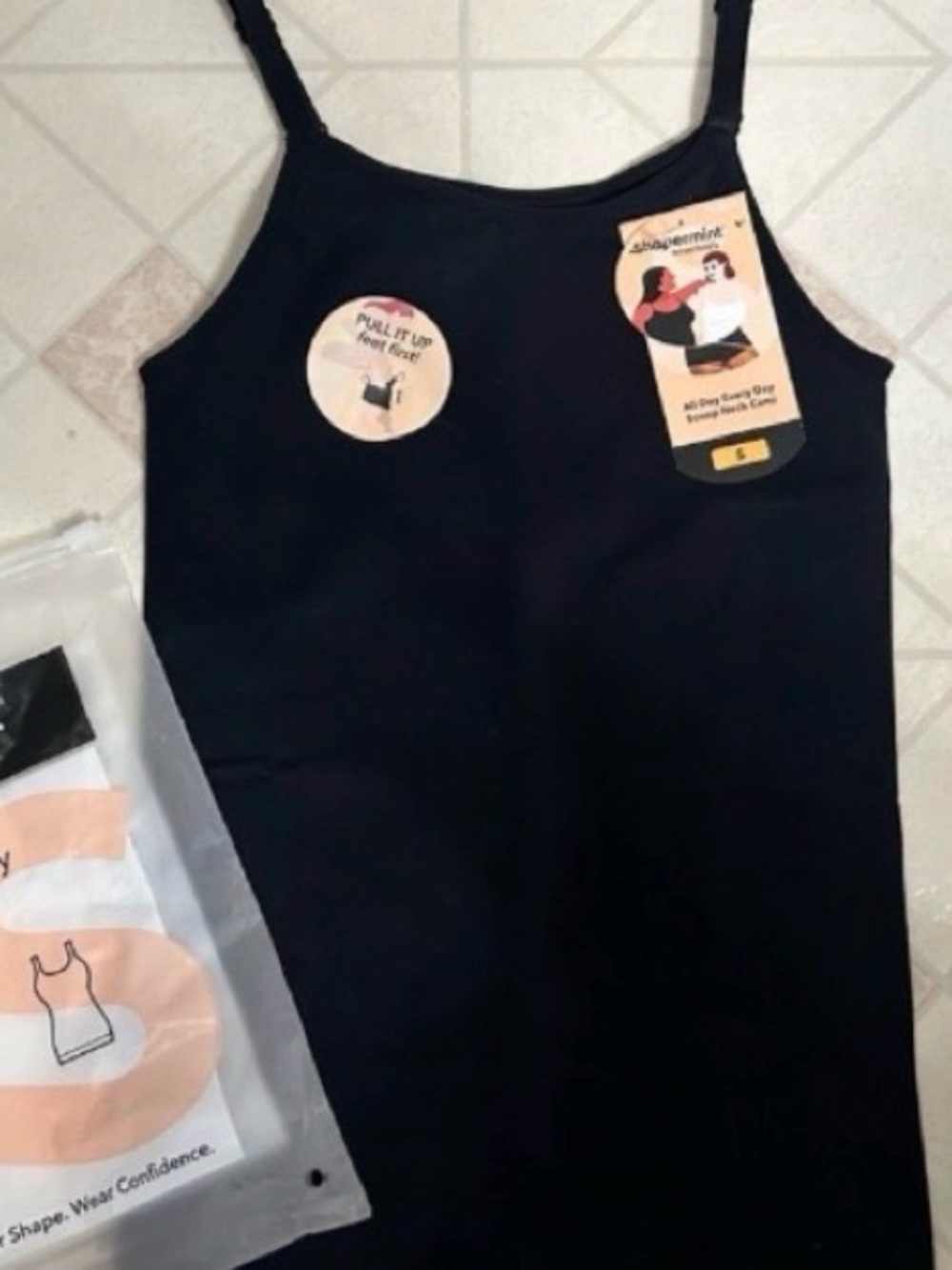 Shapermint Black Slim Cami Tank Top